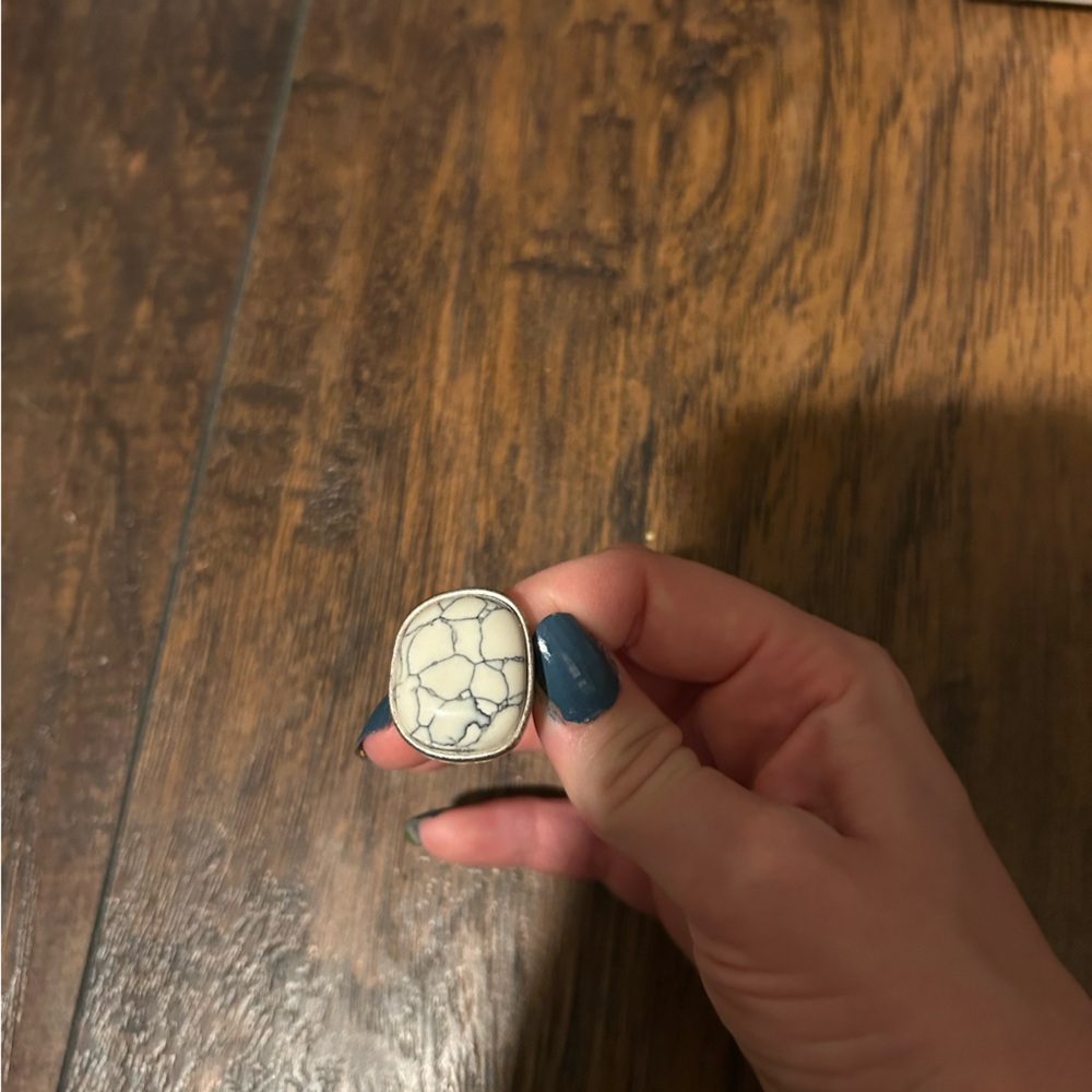 White Stone Silver Ring